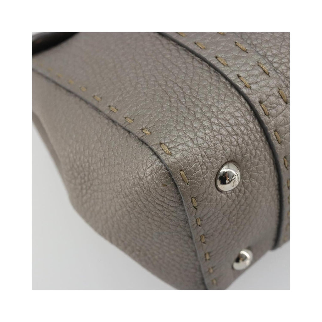 Sac À Main Fendi Selleria Linda Satchel Mini Cuir - Gris