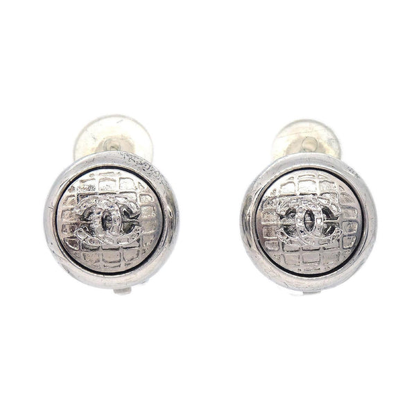 Chanel Vintage CC Pendientes de clip redondos Metal Pequeño