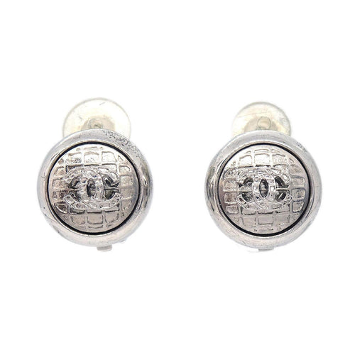 Chanel Vintage CC Round Clip-On Earrings Metal Small