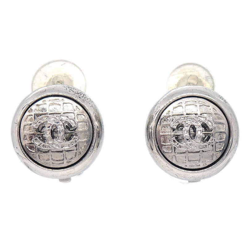 Chanel Vintage CC Round Clip-On Earrings Metal Small