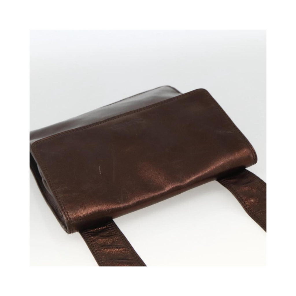 Sac Porté Épaule Chanel Vintage Logo Flap Messenger Medium Cuir - Marron