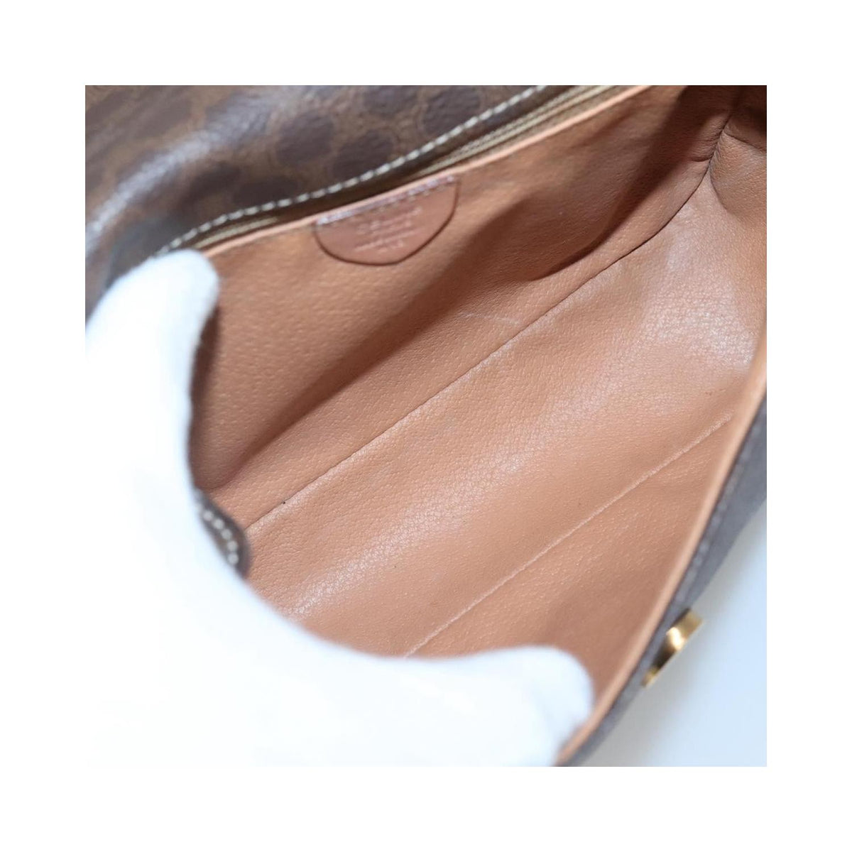 Sac Porté Épaule Celine Vintage Macadam Circle Logo Toile - Marron
