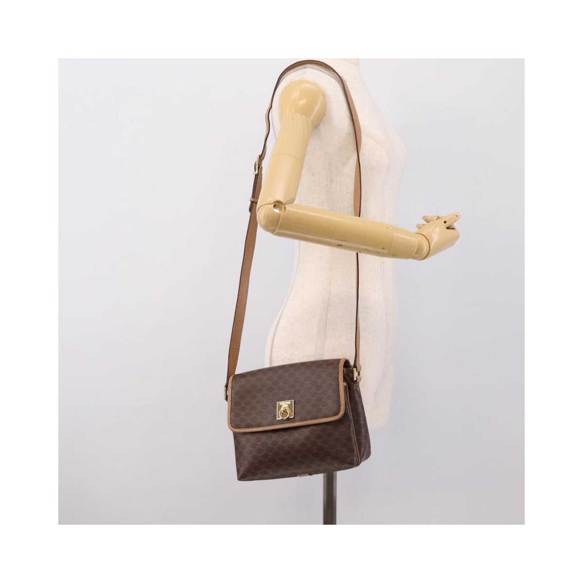 Sac Porté Épaule Celine Macadam Medium Toile - Marron