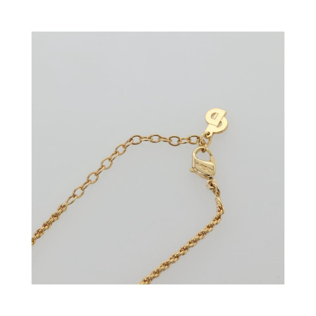 Bijou Christian Dior Logo Flower Necklace Metal - Or
