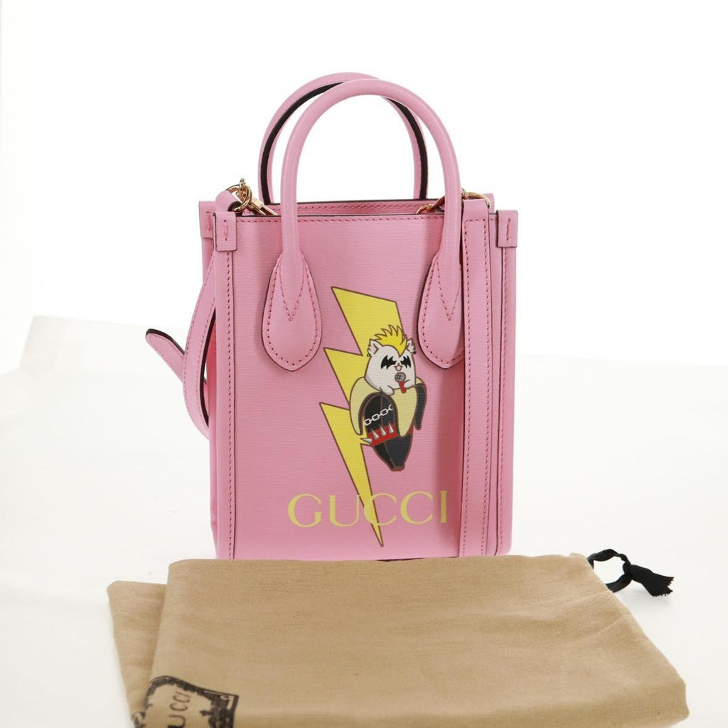 Cabas Gucci Vertical Tote Mini Cuir - Rose