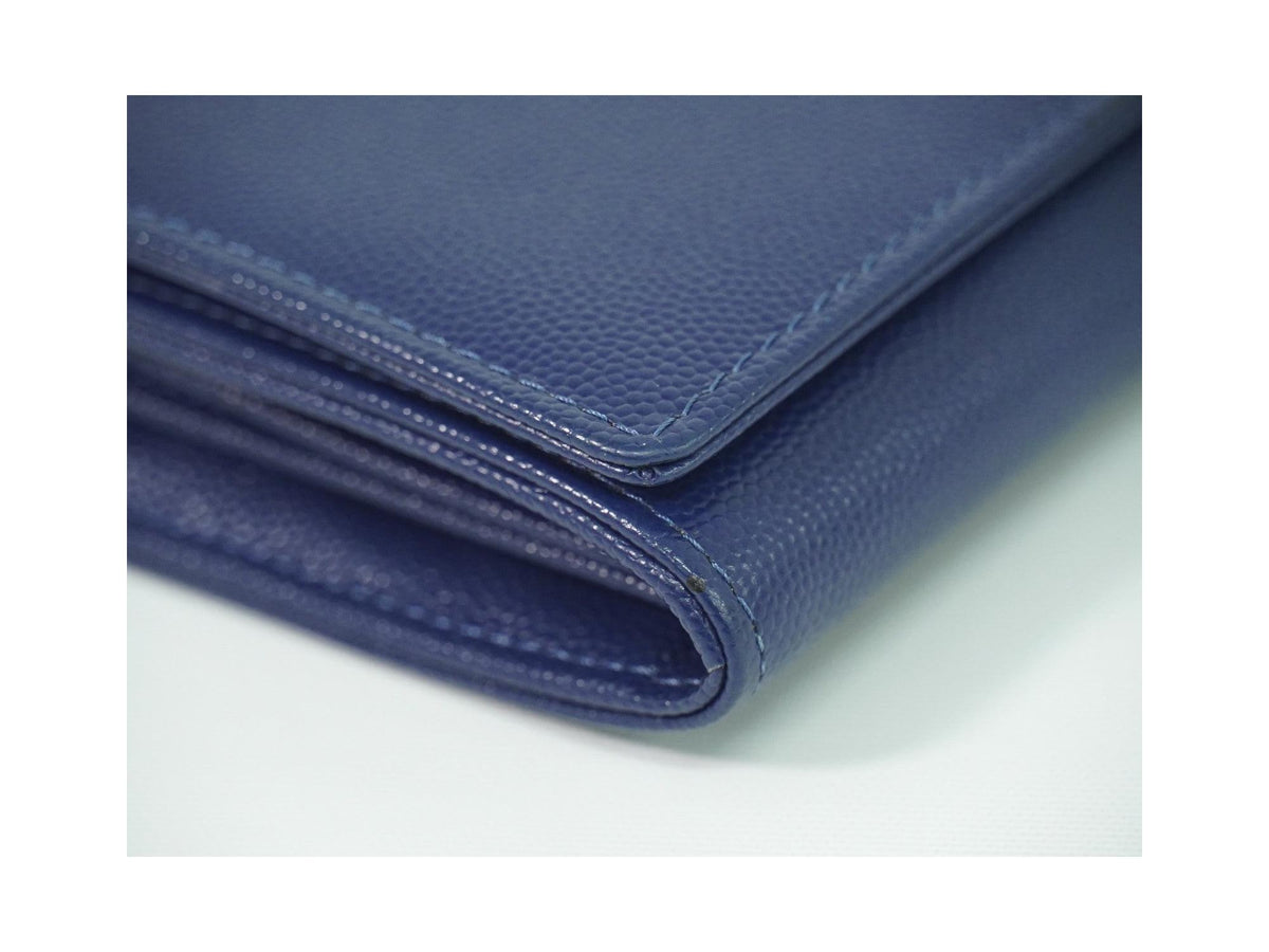 Portefeuille Chanel Deauville Flap Wallet Long Cuir - Bleu Marine