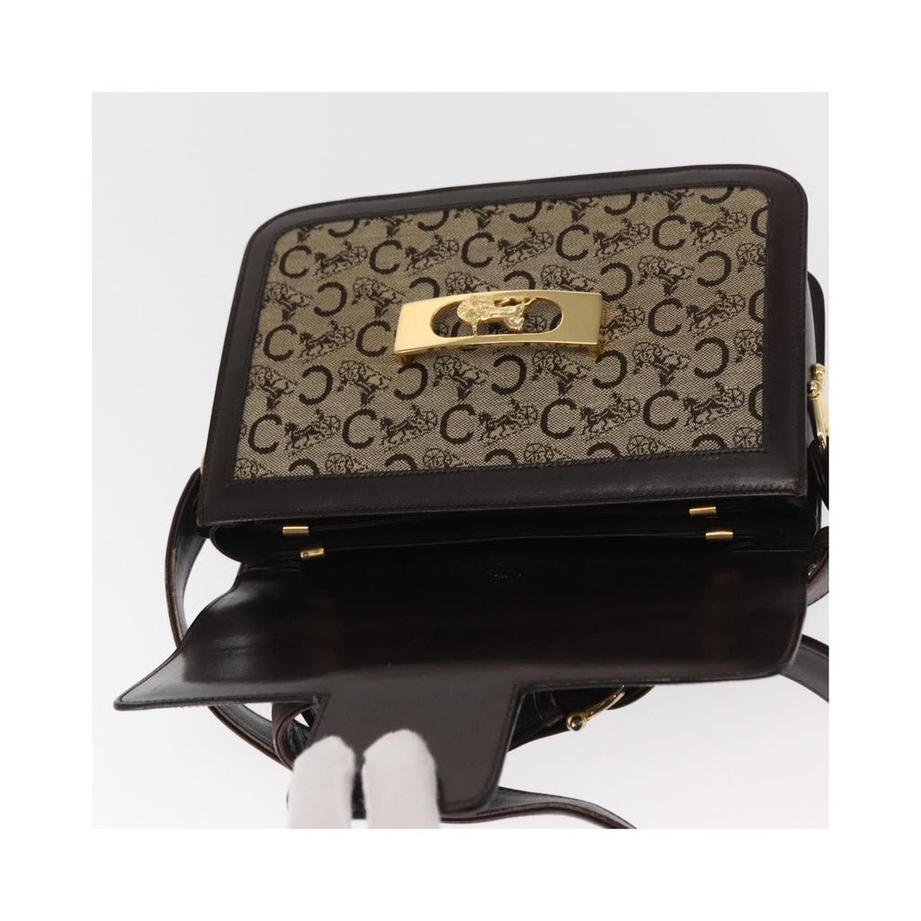 Sac Porté Épaule Celine Vintage Horse Carriage C Macadam Shoulder Bag Toile - Beige