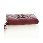 Sac Porté Épaule Chanel 19 Wallet On Chain Cuir - Bordeaux