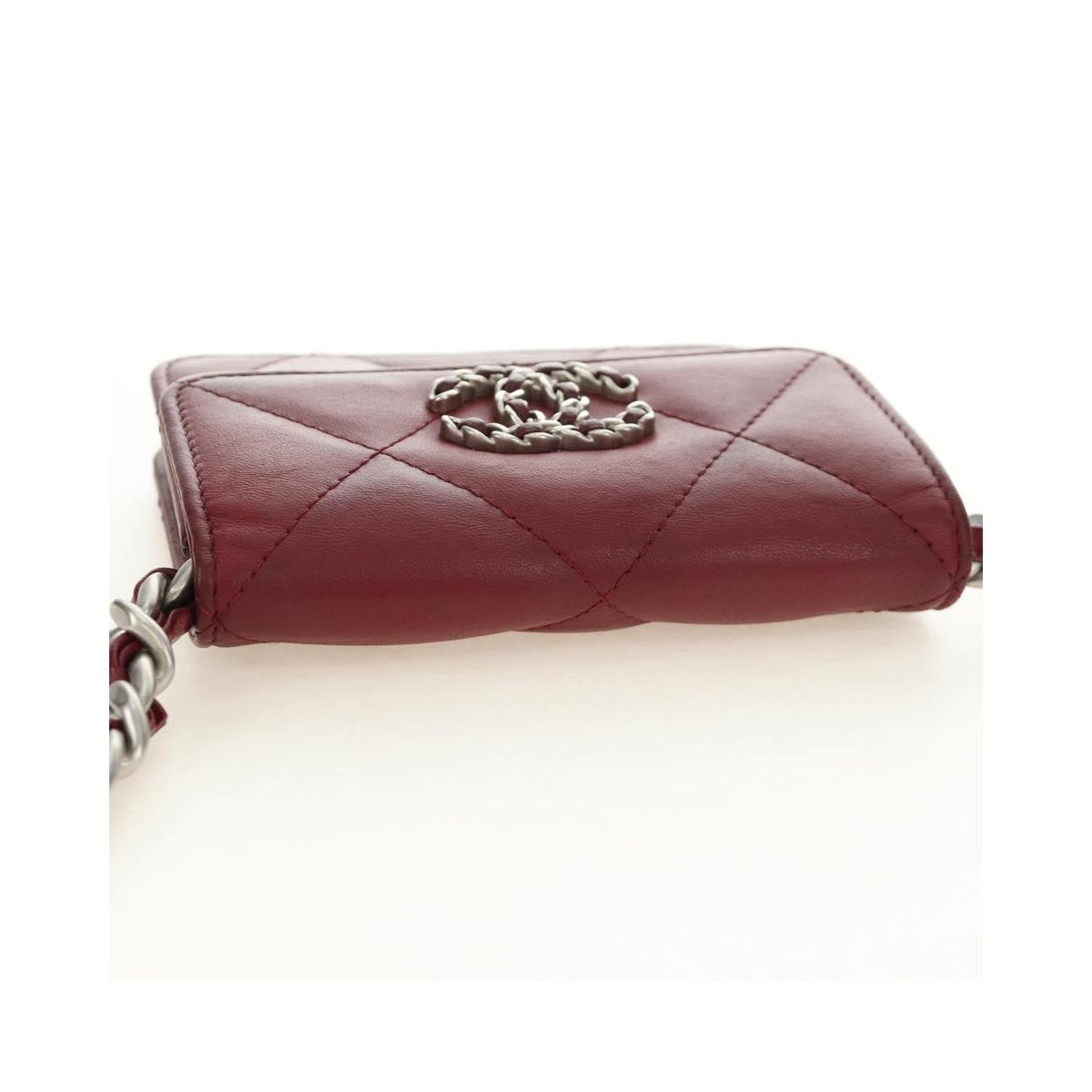 Sac Porté Épaule Chanel 19 Wallet On Chain Cuir - Bordeaux