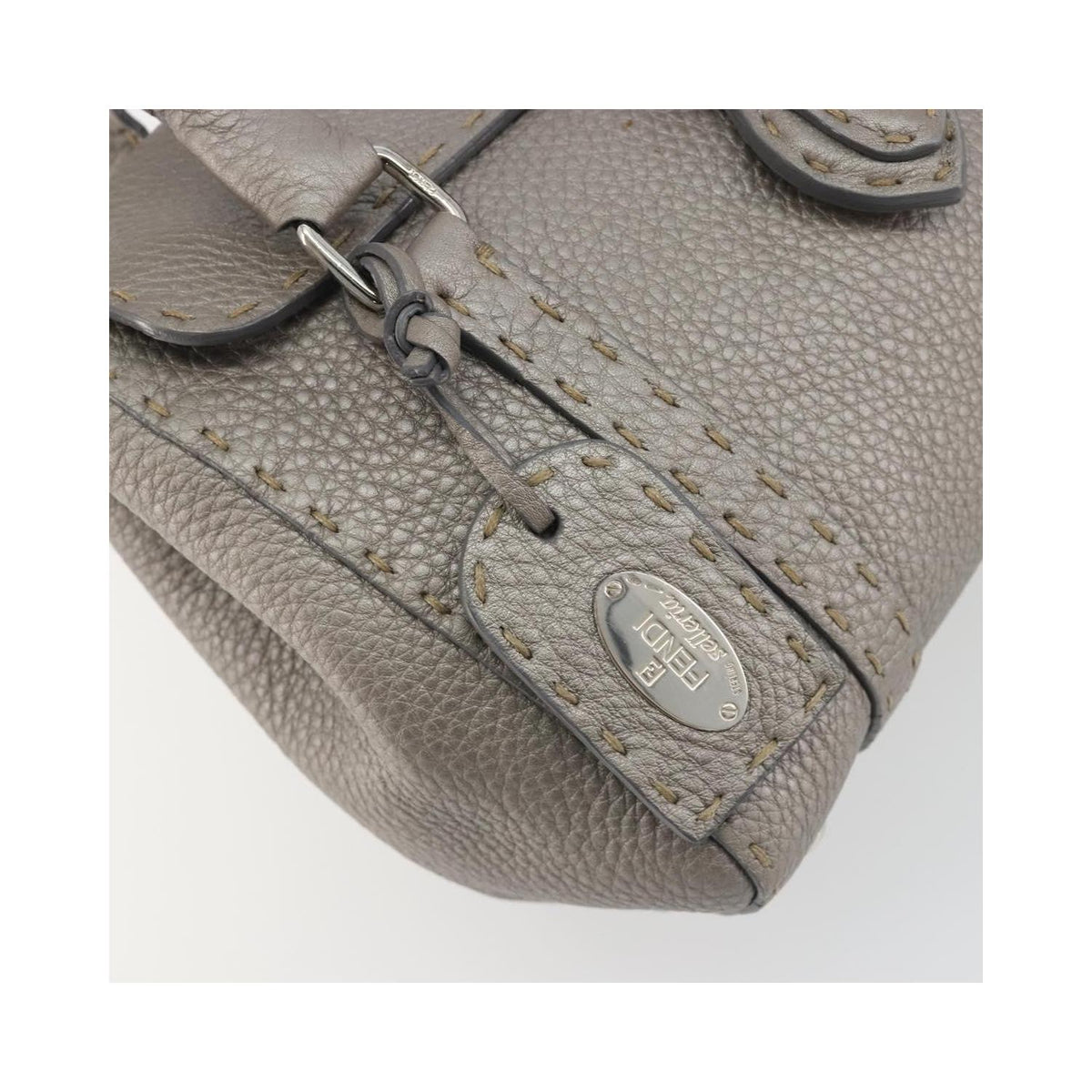 Sac À Main Fendi Selleria Linda Satchel Mini Cuir - Gris
