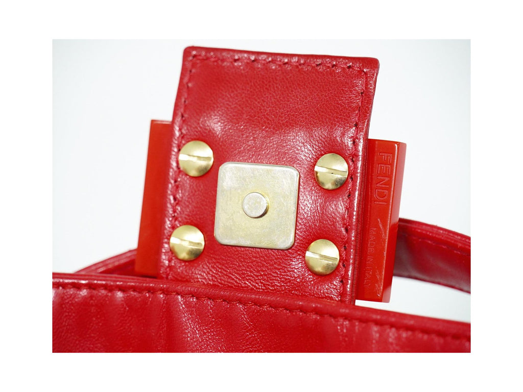 Sac À Main Fendi Mamma Baguette Cuir - Rouge