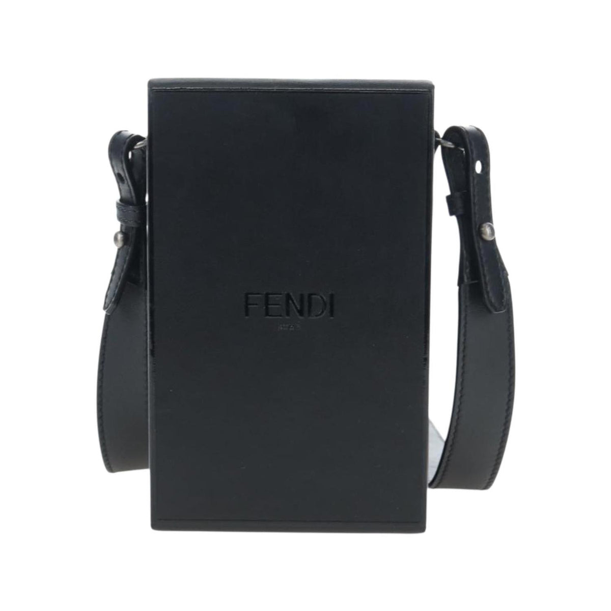 Sac Porté Épaule Fendi Logo Vertical Box Cuir - Noir