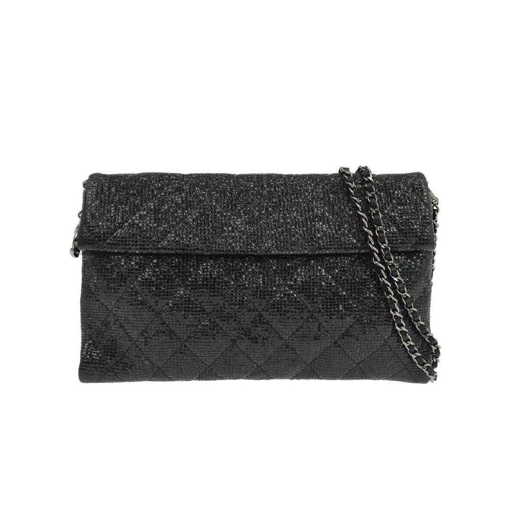Sac Bandoulière Chanel Chain Flap Small Glitter - Noir
