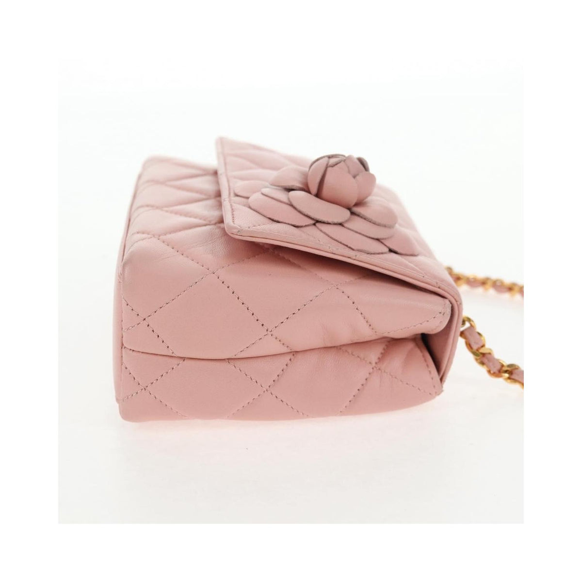 Sac Chanel Vintage Camellia Flap Bag Micro Cuir - Rose