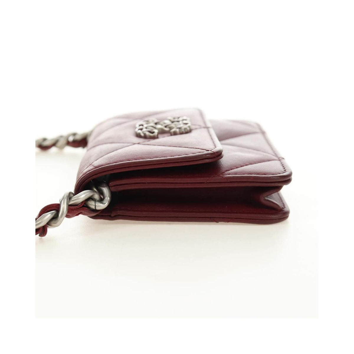 Sac Porté Épaule Chanel 19 Wallet On Chain Cuir - Bordeaux