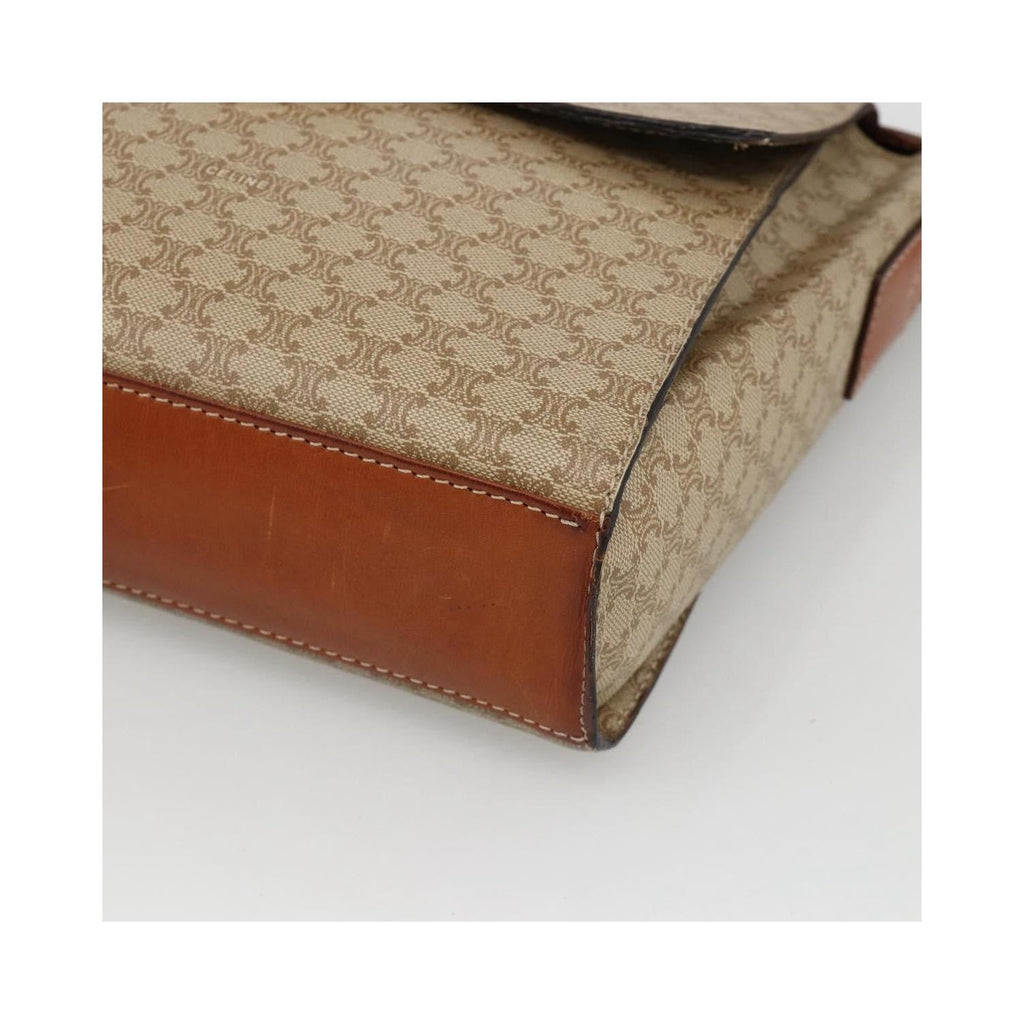 Sac Porté Épaule Celine Vintage Macadam Circle Logo Toile - Beige
