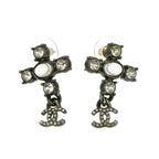 Boucles D'Oreilles Chanel Cc Dangle Silver_Plated - Argent