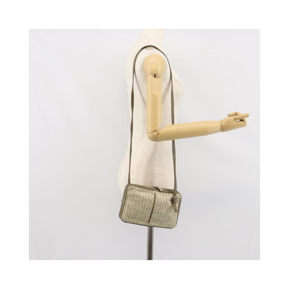 Sac Porté Épaule Celine C Macadam Shoulder Bag Toile - Kaki