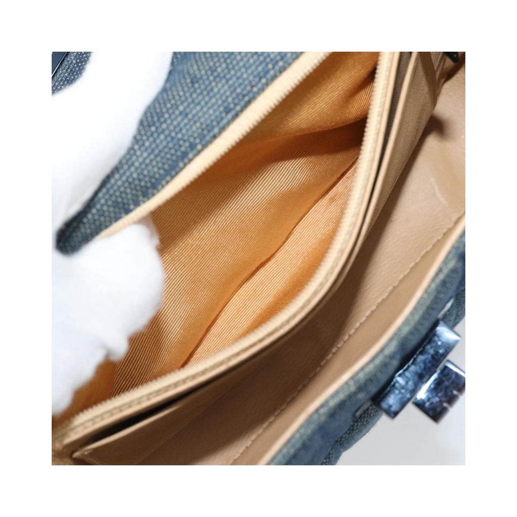 Sac À Main Chanel Chocolate Bar Mademoiselle Top Handle Small Toile - Bleu