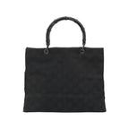 Cabas Gucci Vintage Bamboo Handle Tote Toile - Noir