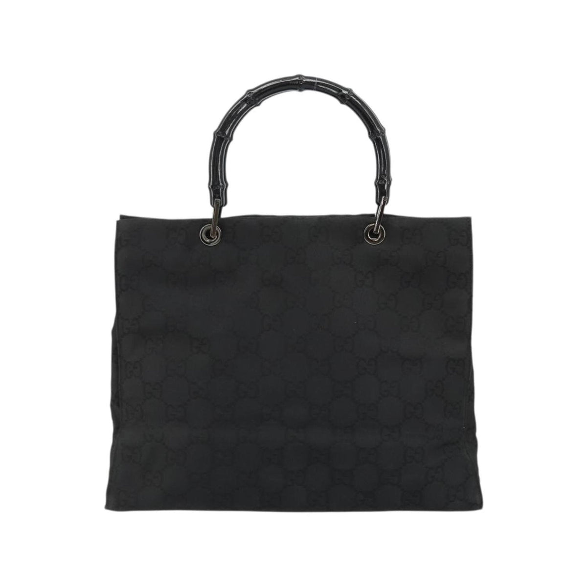 Cabas Gucci Vintage Bamboo Handle Tote Toile - Noir
