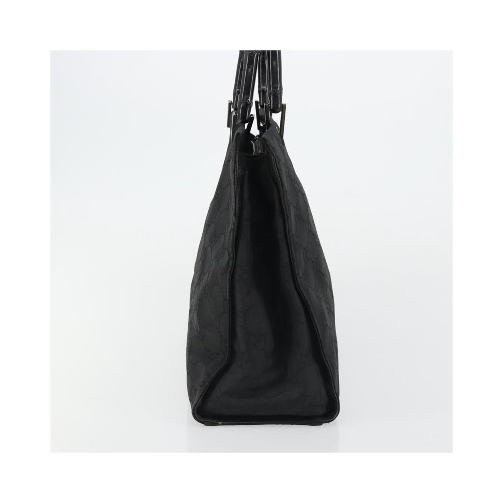 Cabas Gucci Vintage Bamboo Handle Tote Toile - Noir
