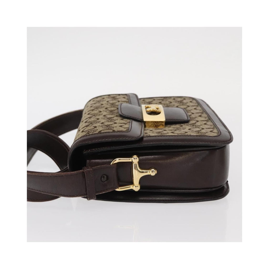 Sac Porté Épaule Celine Vintage Horse Carriage C Macadam Shoulder Bag Toile - Beige