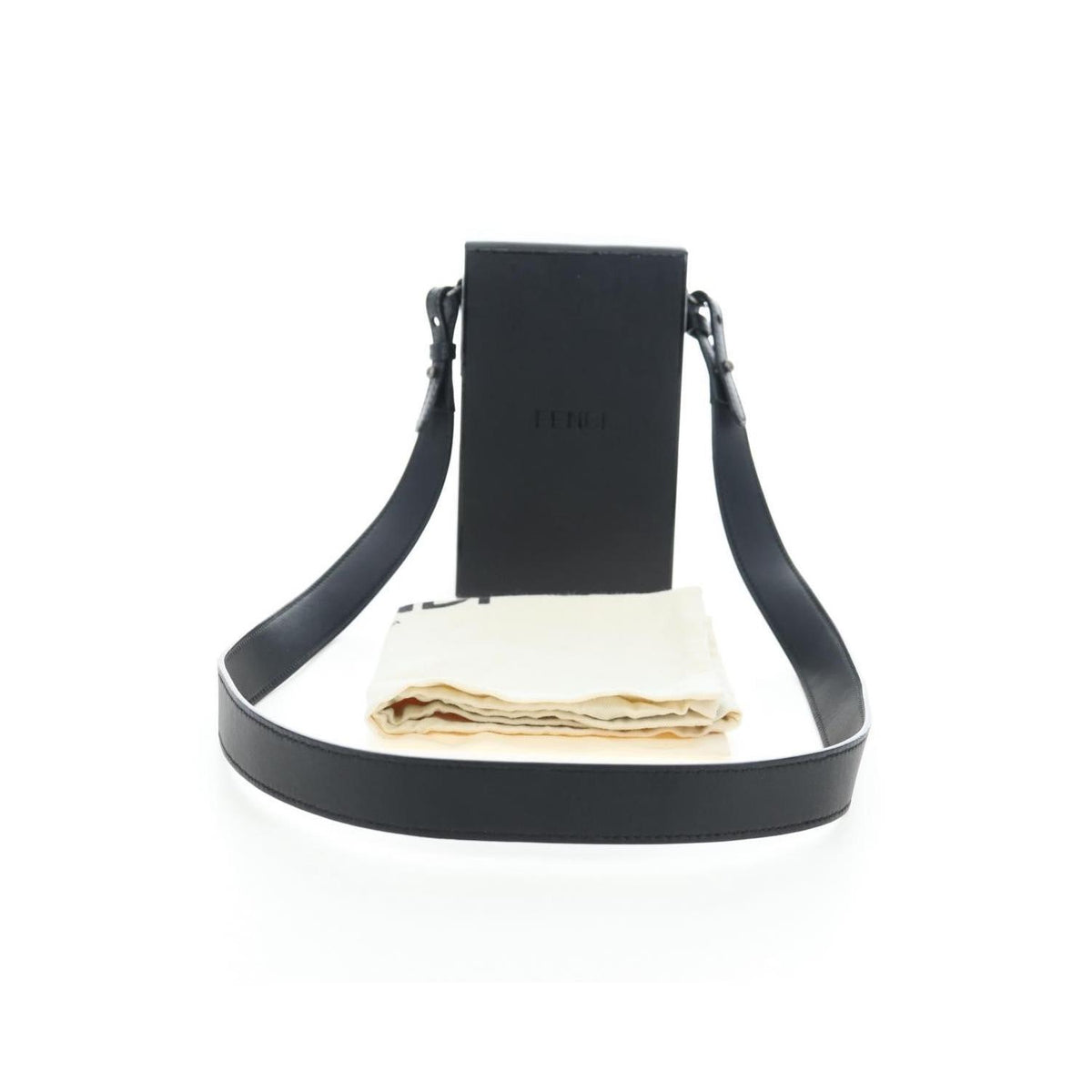 Sac Porté Épaule Fendi Logo Vertical Box Cuir - Noir