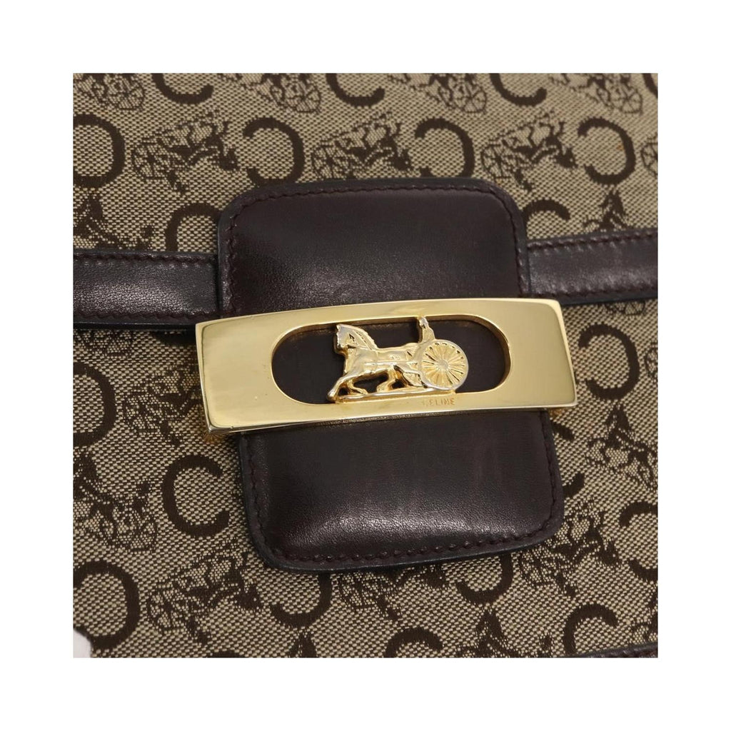Sac Porté Épaule Celine Vintage Horse Carriage C Macadam Shoulder Bag Toile - Beige