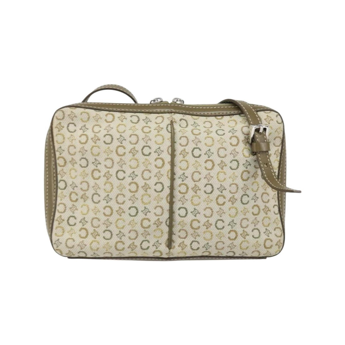 Sac Porté Épaule Celine C Macadam Shoulder Bag Toile - Kaki