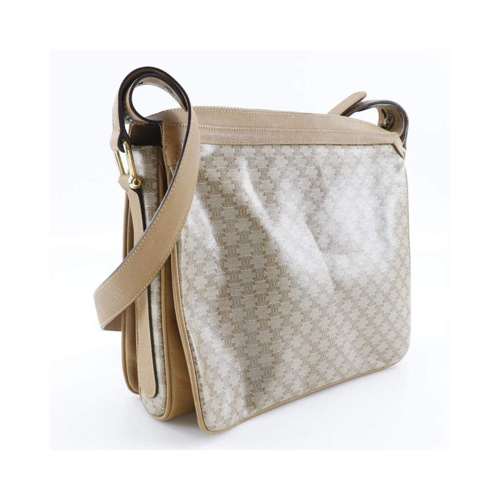 Sac Porté Épaule Celine Macadam Shoulder Bag Pvc - Beige