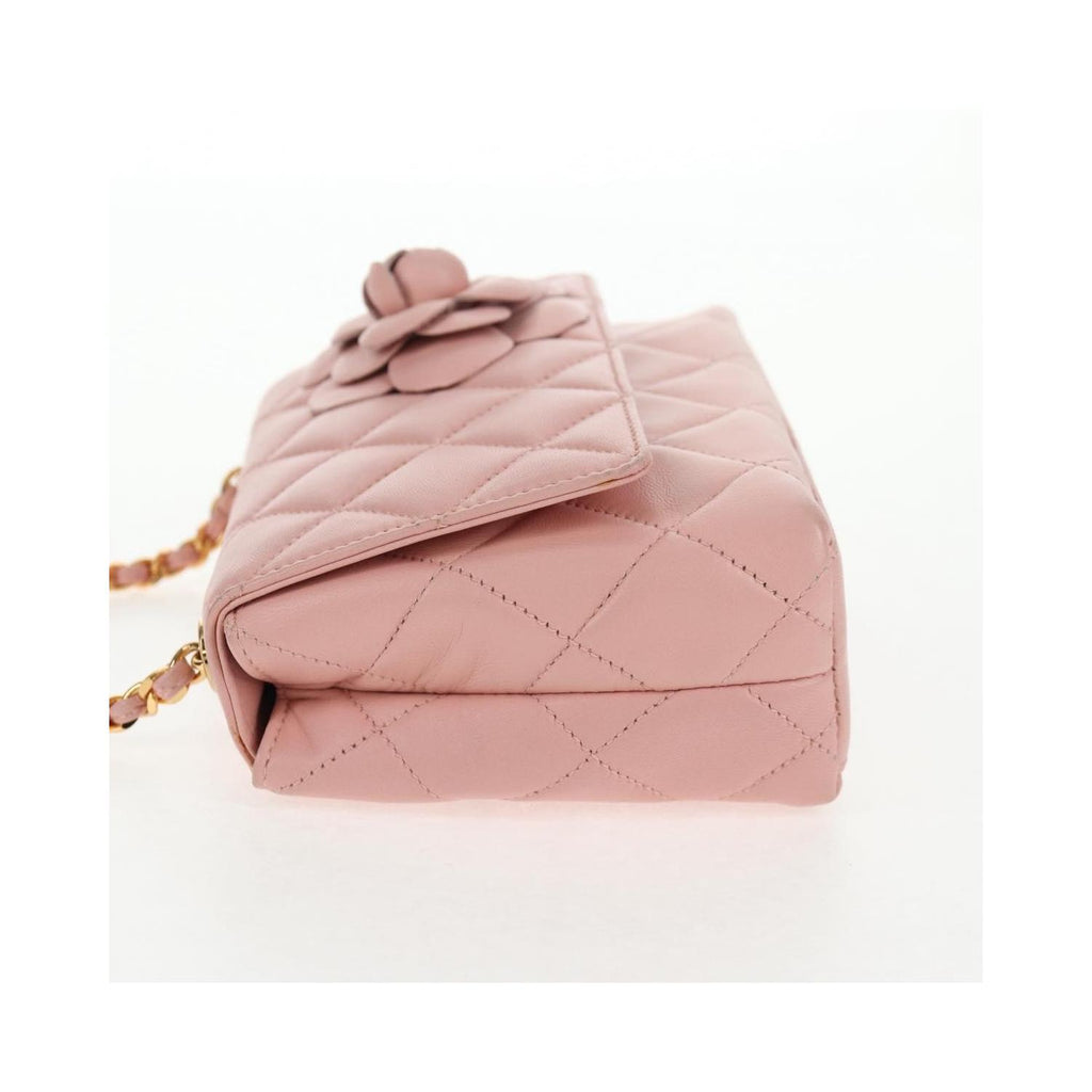 Sac Chanel Vintage Camellia Flap Bag Micro Cuir - Rose