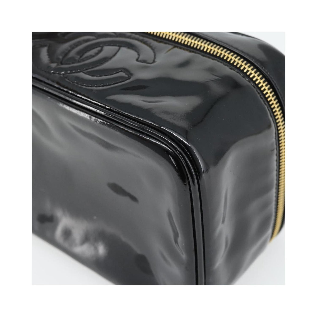 Sac À Main Chanel Vintage Timeless Cosmetic Case Small Cuir Verni - Noir