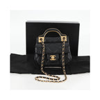 Sac Chanel Lady Handle Flap Card Holder On Chain Cuir - Noir