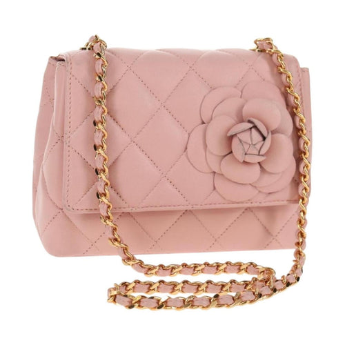 Chanel Vintage Camellia Flap Bag Quilted Lambskin Micro