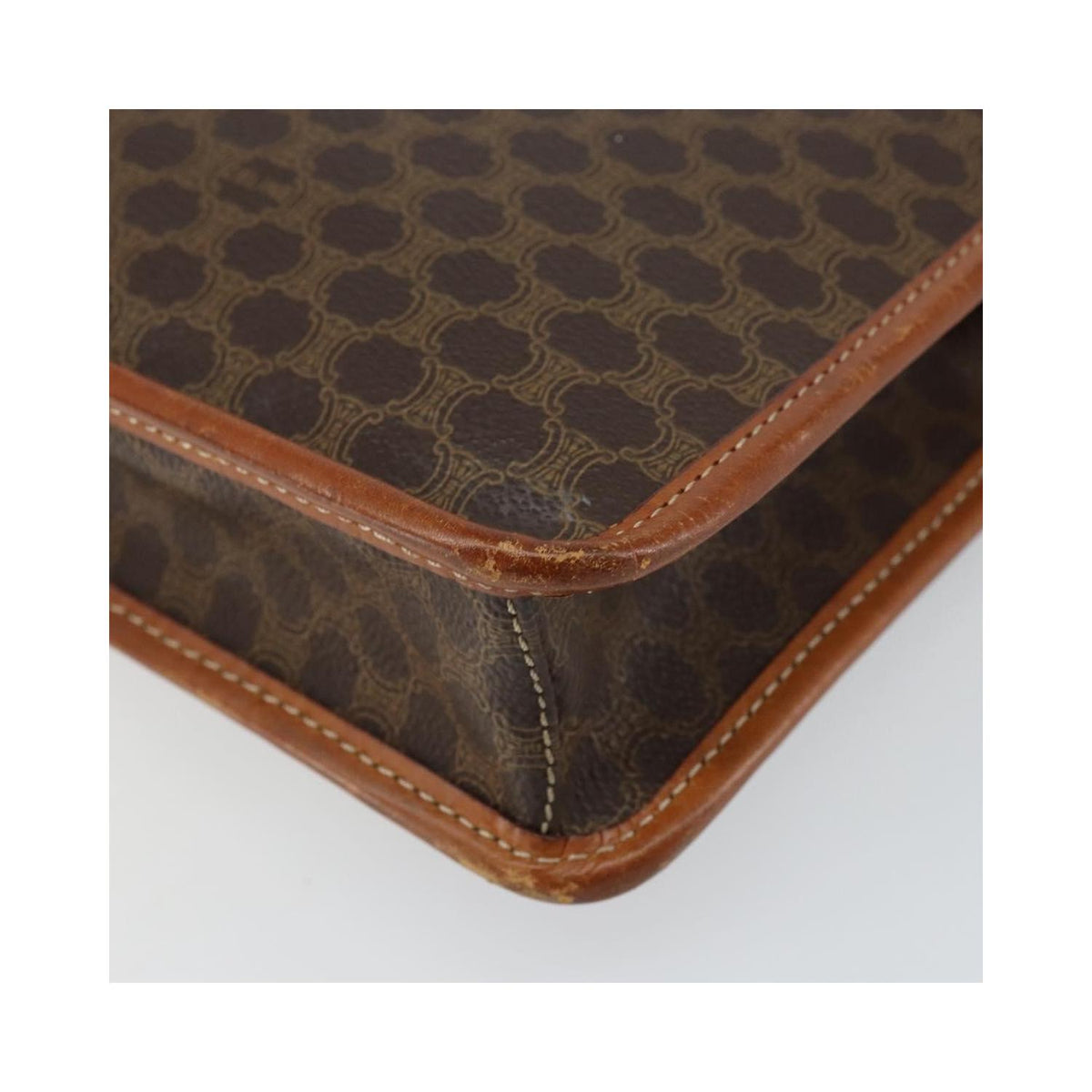 Celine - Vintage Macadam Circle Logo Axelremsväska I Canvas - Brun