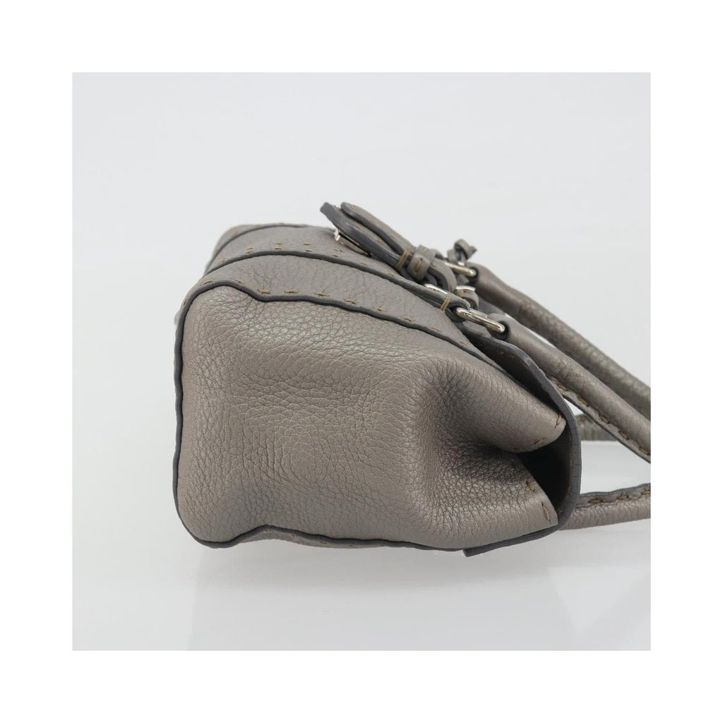 Sac À Main Fendi Selleria Linda Satchel Mini Cuir - Gris