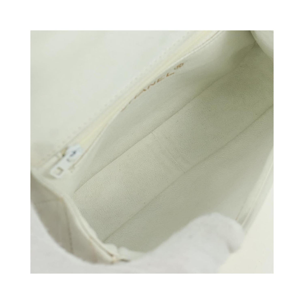 Sac Porté Épaule Chanel Vintage Gripoix Flap Cuir - Blanc