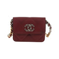 Sac Porté Épaule Chanel 19 Wallet On Chain Cuir - Bordeaux