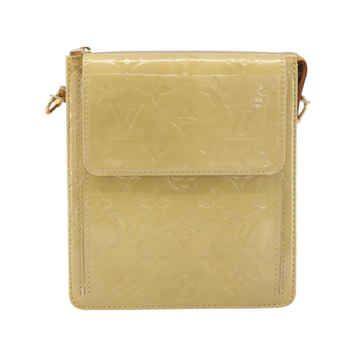 Pochette Louis Vuitton Mott Handbag Cuir Verni - Beige