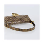 Borsa a spalla Fendi Mamma Baguette media in tela - Beige