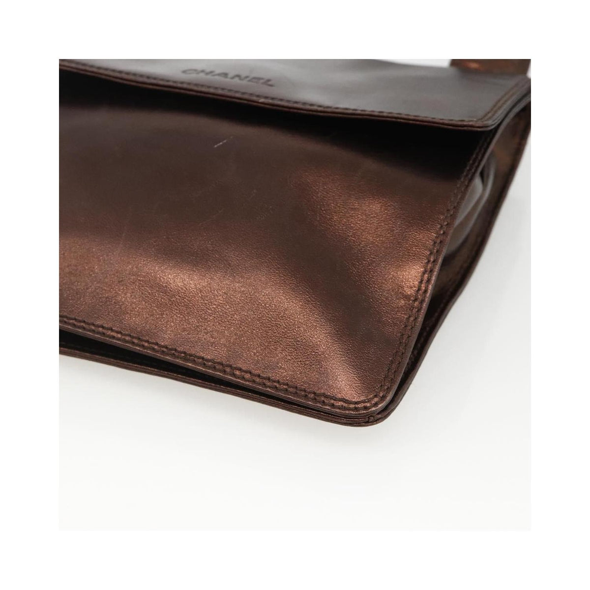 Sac Porté Épaule Chanel Vintage Logo Flap Messenger Medium Cuir - Marron