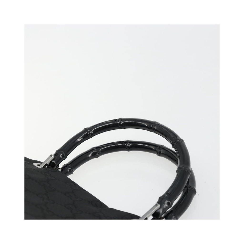 Cabas Gucci Vintage Bamboo Handle Tote Toile - Noir
