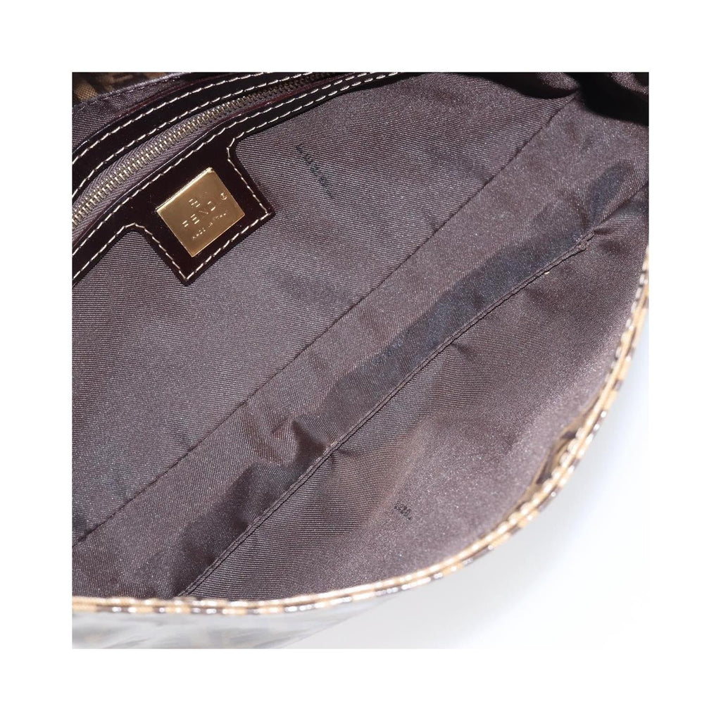 Borsa a spalla Fendi Mamma Baguette media in tela - Beige
