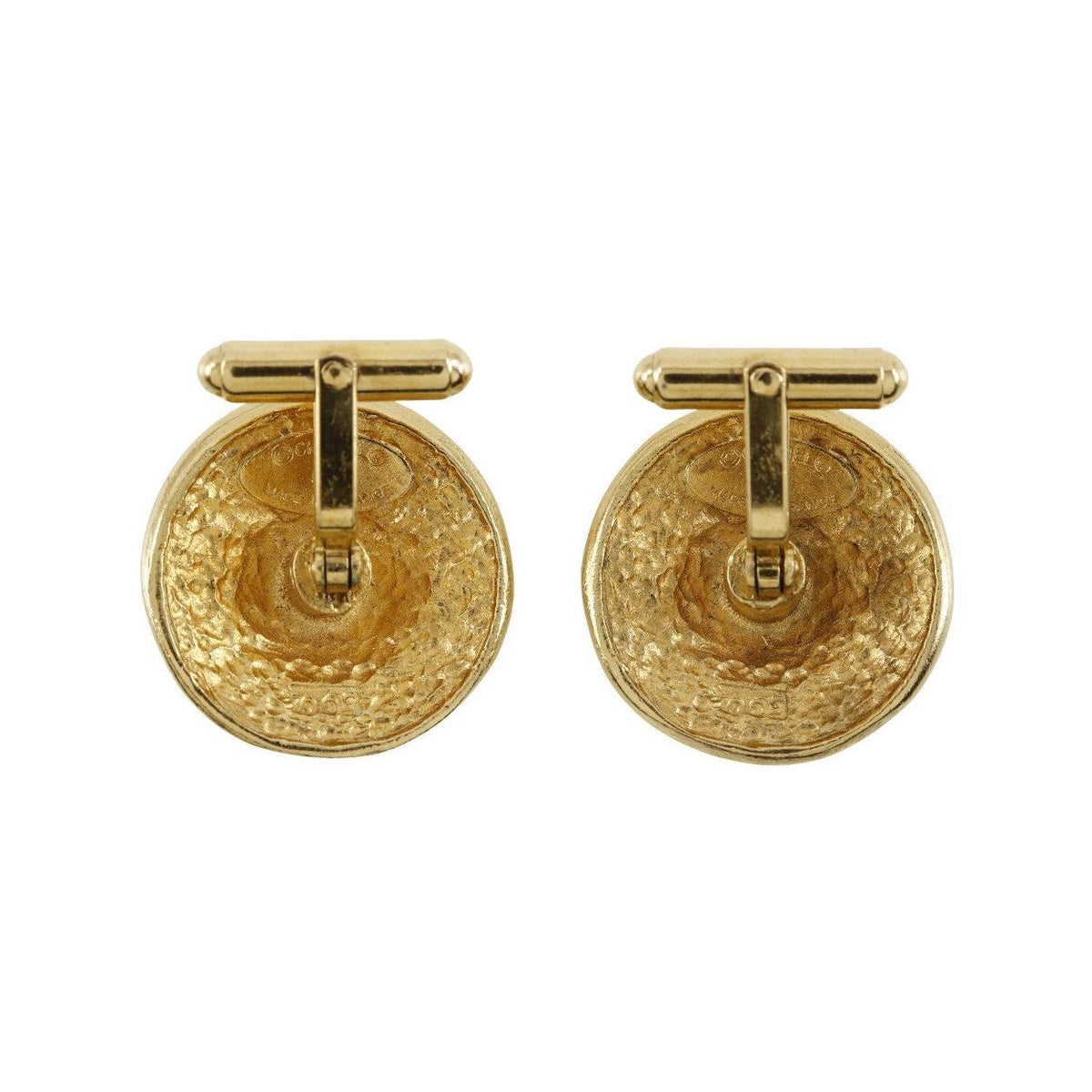 Boutons De Manchette Chanel Vintage Logo Round Cufflinks Gold_Plated - Or