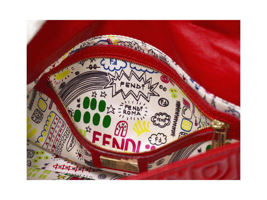 Sac À Main Fendi Mamma Baguette Cuir - Rouge