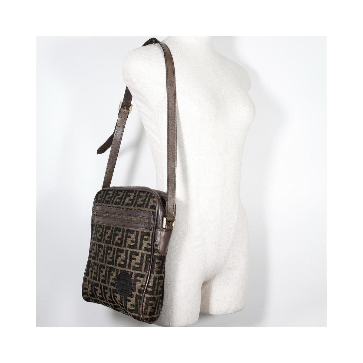 Sac Porté Épaule Fendi Logo Zucca Shoulder Bag Toile - Marron