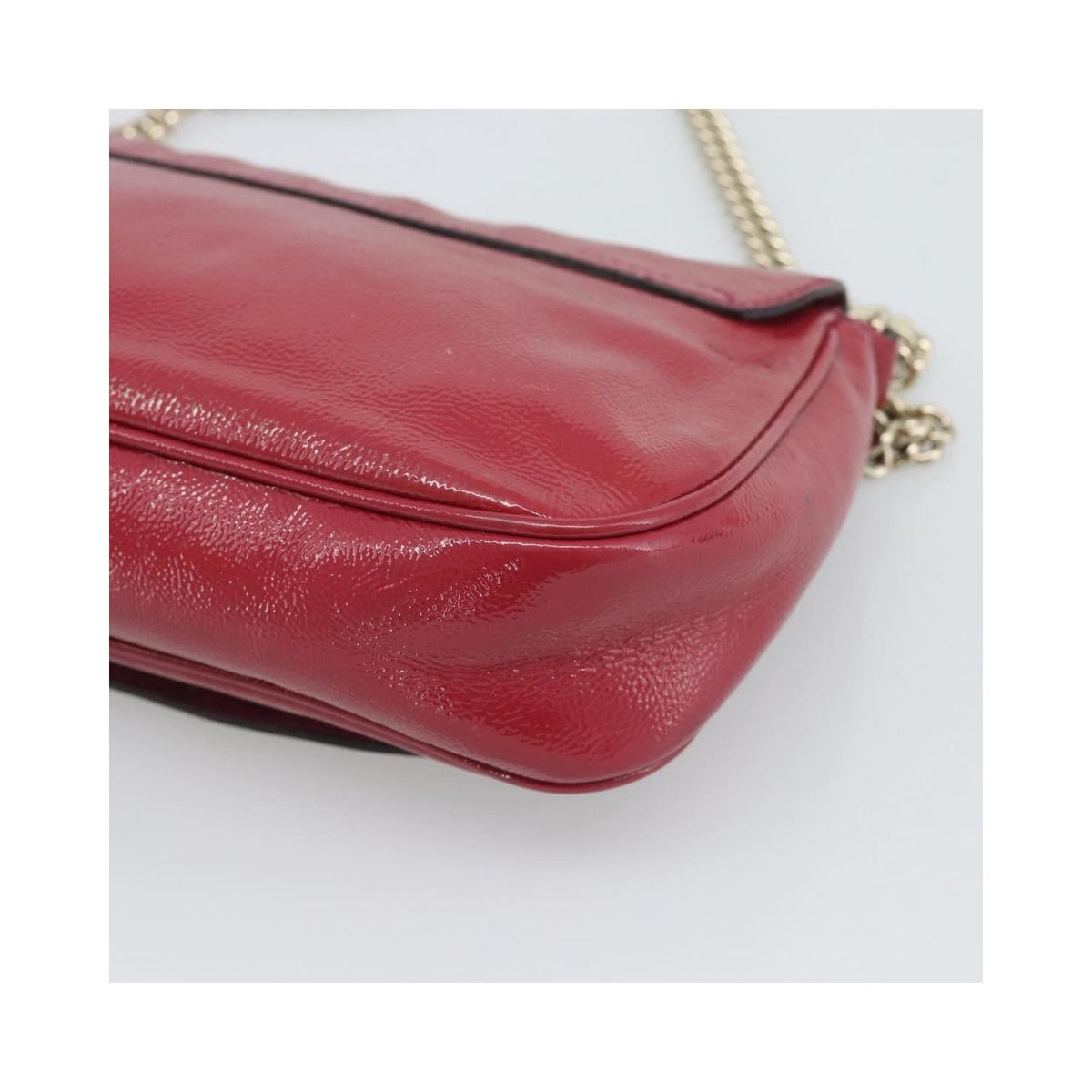 Sac Porté Épaule Gucci Soho Chain Medium Cuir Verni - Rose
