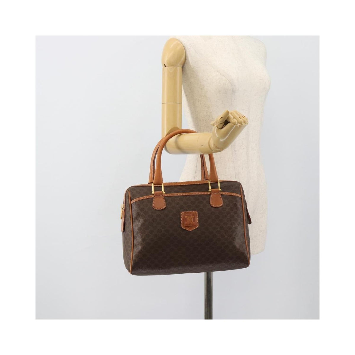 Sac À Main Celine Vintage Macadam Boston Toile - Marron