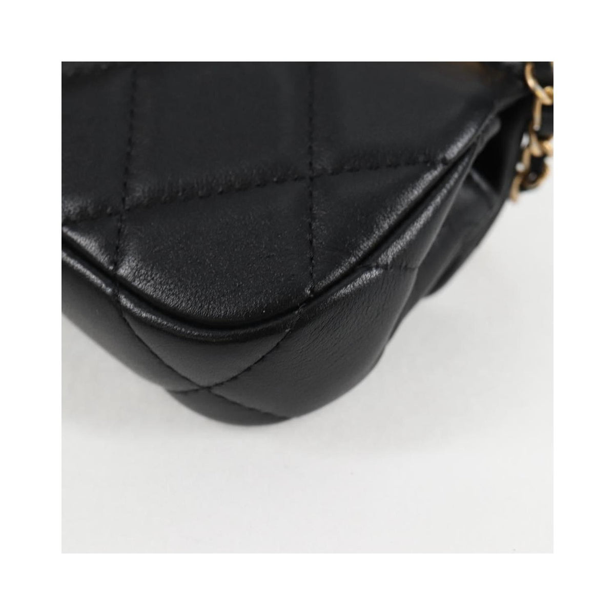 Sac Chanel Lady Handle Flap Card Holder On Chain Cuir - Noir